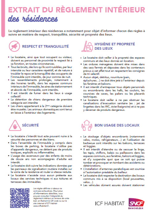 Règlement intérieur résidence