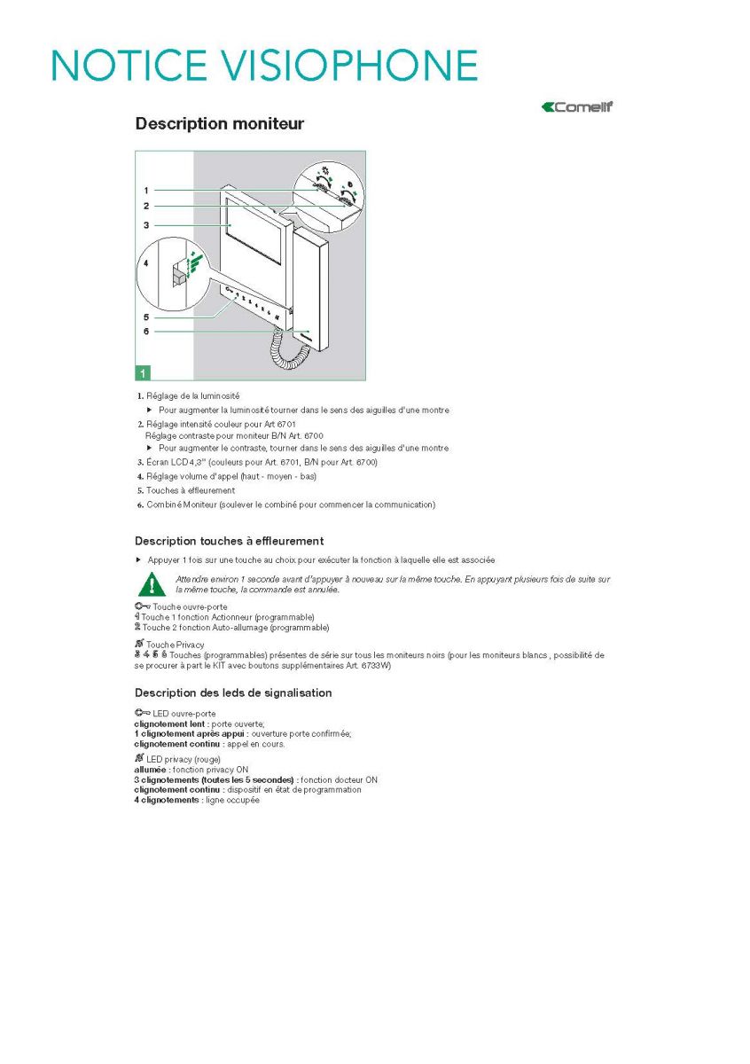 Notice visiophone