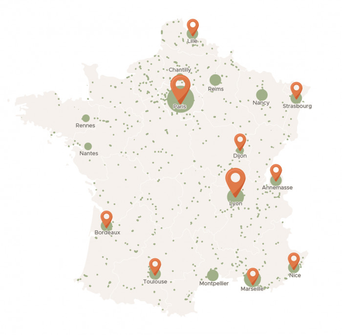 Les implantations Novedis PM en France